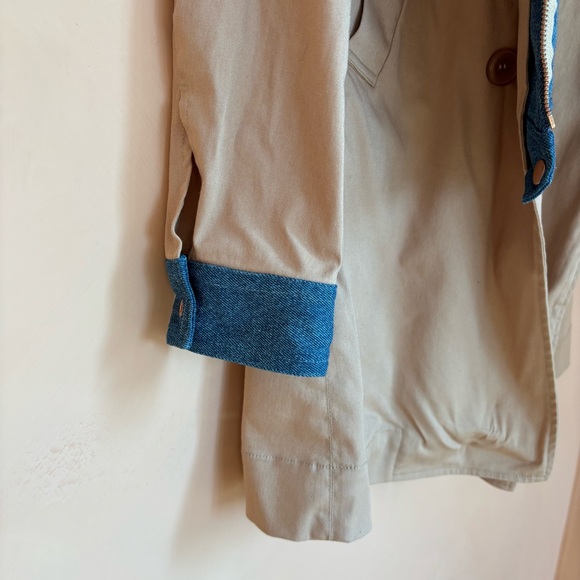 Venus Trench Coat Denim Trim Cotton Sz 4 - Picture 6 of 15
